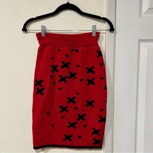 Vintage Kookai Soft Wool Red Pencil Skirt Size Small